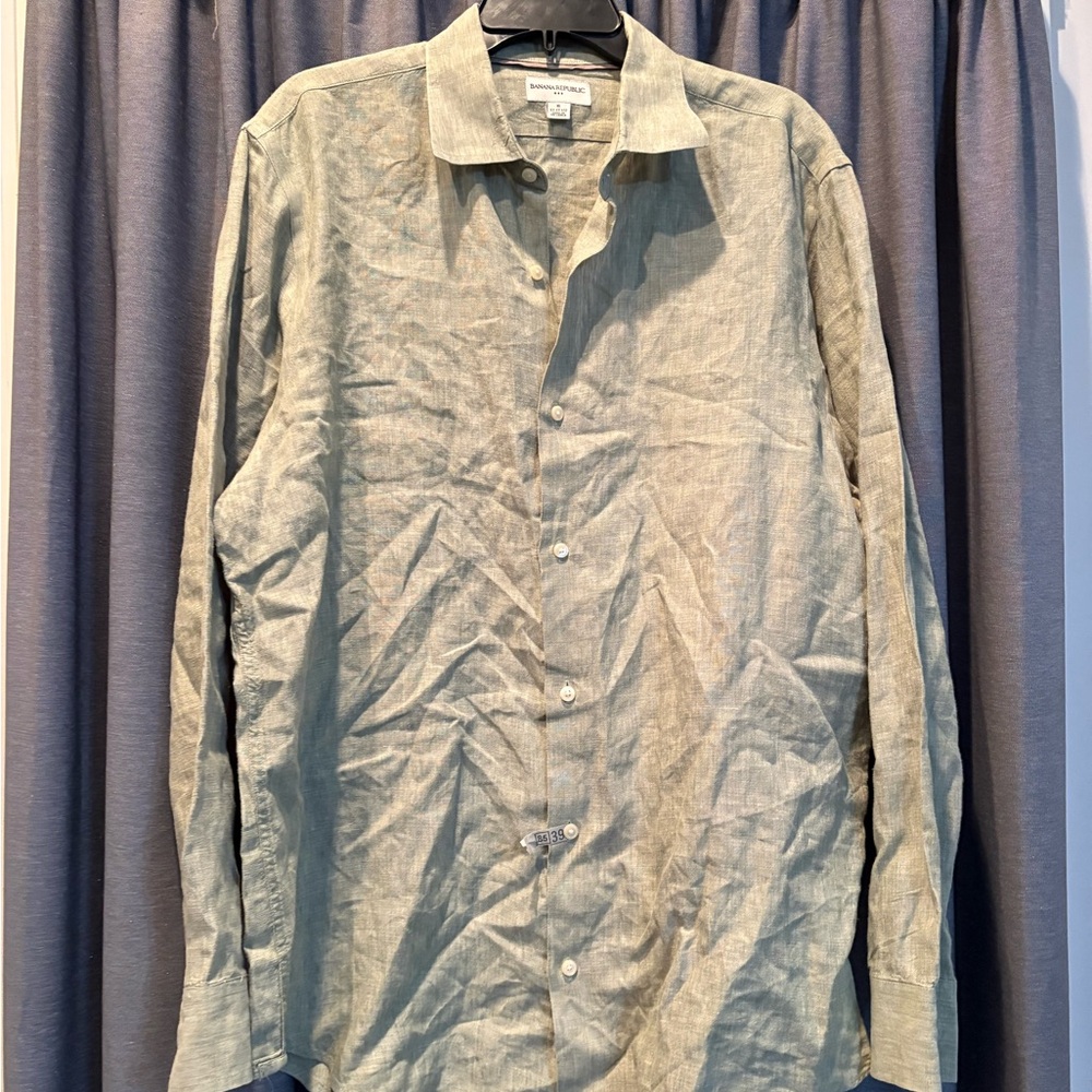 Banana Republic Men's Casual Shirt - Light Gray